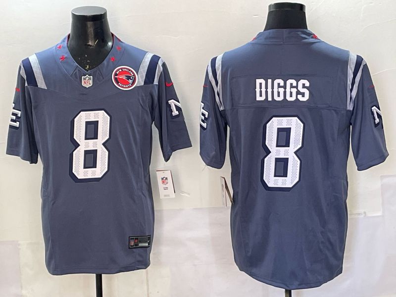 Men 2025 New England Patriots #8 Diggs blue 5th generation Throwback Nike Limited NFL Jersey style 01->youth nfl jersey->Youth Jersey